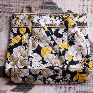Vera Bradley Retired Dogwood Yellow and Black Tote Bag with Flower Design